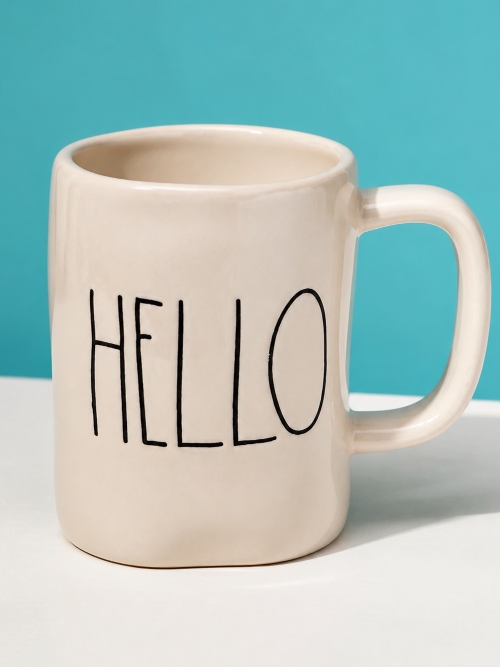 Rae Dunn "HELLO" White Coffee Cup Mug